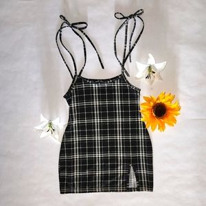 Tie Shoulder Overall Mini Dress